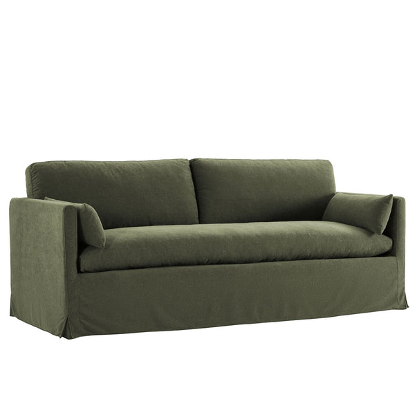 Modway Furniture Wellfleet Slipcovered Sofa with Down Blend Cushion French Piping and Sinuous Spring Support Sage EEI-7260-SGE