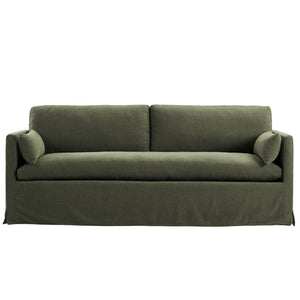 Modway Furniture Wellfleet Slipcovered Sofa with Down Blend Cushion French Piping and Sinuous Spring Support Sage EEI-7260-SGE