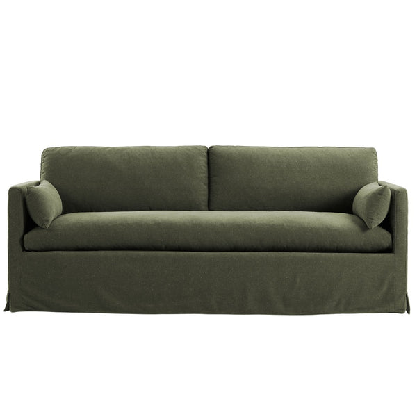 Modway Furniture Wellfleet Slipcovered Sofa with Down Blend Cushion French Piping and Sinuous Spring Support Sage EEI-7260-SGE