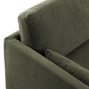 Modway Furniture Wellfleet Slipcovered Sofa with Down Blend Cushion French Piping and Sinuous Spring Support Sage EEI-7260-SGE