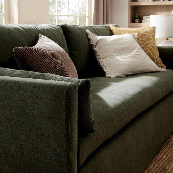 Modway Furniture Wellfleet Slipcovered Sofa with Down Blend Cushion French Piping and Sinuous Spring Support Sage EEI-7260-SGE