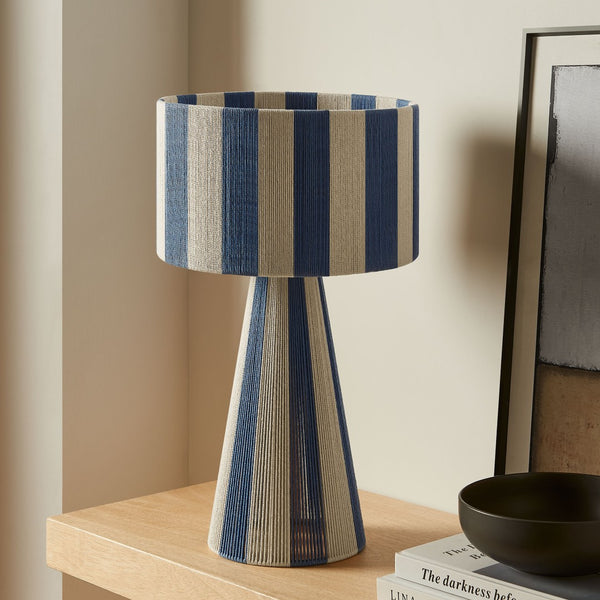 Modway Furniture Renae Handwoven Cotton Thread Table Lamp - Bohemian Chic Design for Modern Living Spaces, 20.9" Tall Capri Blue EEI-7261-CBL