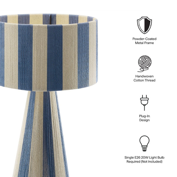 Modway Furniture Renae Handwoven Cotton Thread Table Lamp - Bohemian Chic Design for Modern Living Spaces, 20.9" Tall Capri Blue EEI-7261-CBL