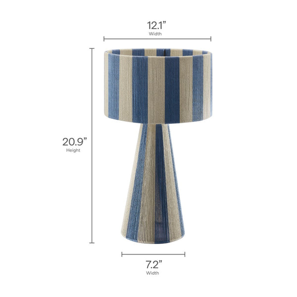 Modway Furniture Renae Handwoven Cotton Thread Table Lamp - Bohemian Chic Design for Modern Living Spaces, 20.9" Tall Capri Blue EEI-7261-CBL