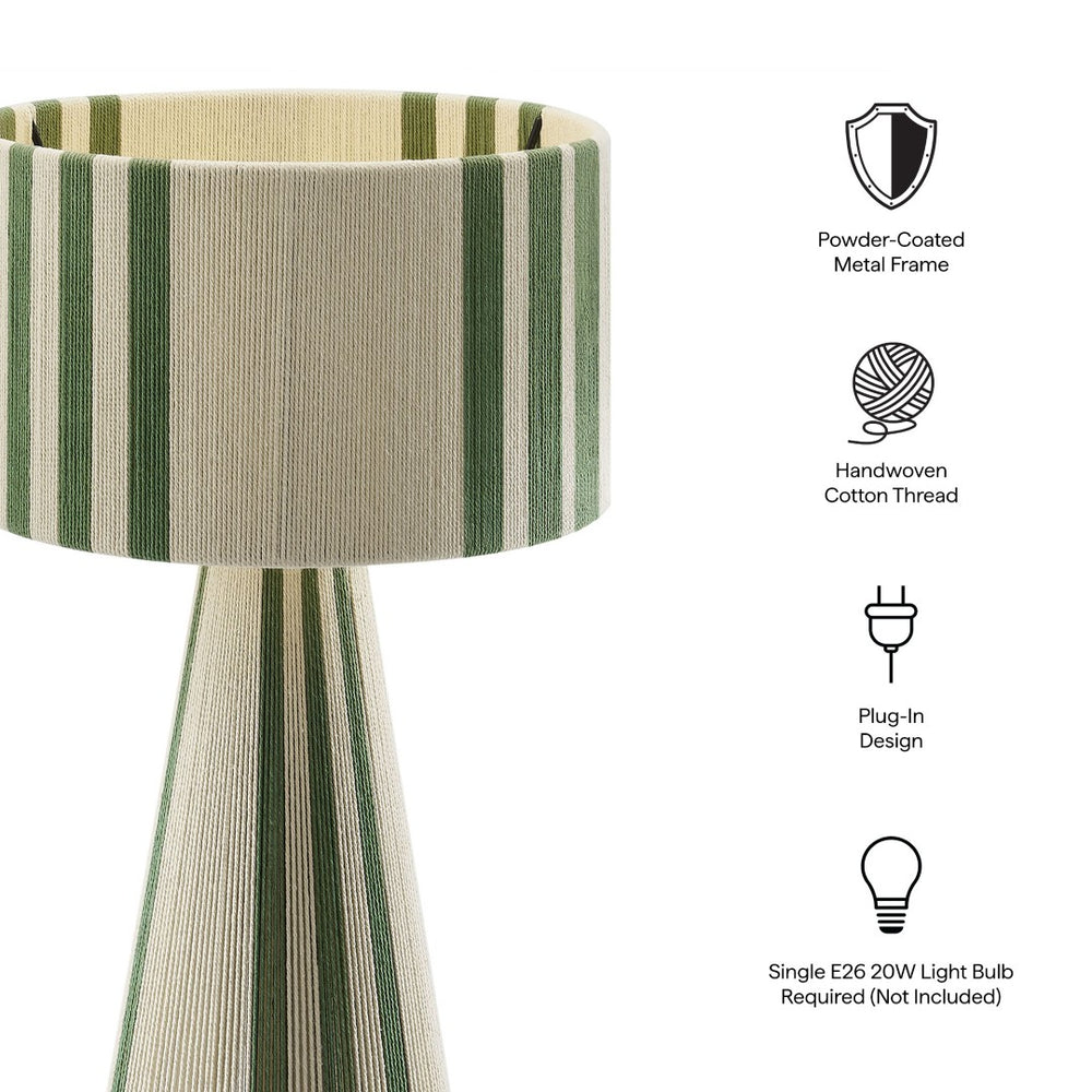 Modway Furniture Gia Handwoven Cotton Thread Table Lamp - Modern Vintage Charm for Boho or Mid-Century Interiors Basil Green EEI-7262-BAS