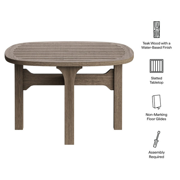 Modway Furniture Saratoga Outdoor Teak Wood Side Table - Stylish, Durable, and Perfect for Patios & Gardens EEI-7263-WGR