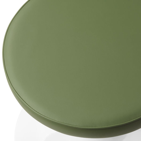 Modway Furniture Lippa Vegan Leather Round Stool - Stylish Mid-Century Modern Accent Seat for Versatile Use Leaf EEI-7264-LEA