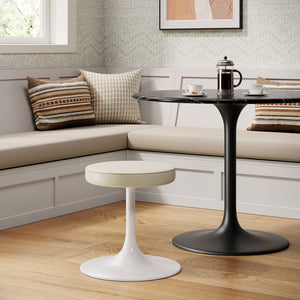 Modway Furniture Lippa Vegan Leather Round Stool - Stylish Mid-Century Modern Accent Seat for Versatile Use Stone EEI-7264-STO