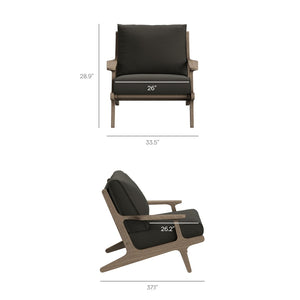 Modway Furniture Saratoga Solid Teak 5 Piece Outdoor Lounge Set with Angular Modern Frame Weathered Gray Flint EEI-7265-WGR-FLI