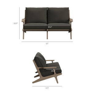 Modway Furniture Saratoga Solid Teak 5 Piece Outdoor Lounge Set with Angular Modern Frame Weathered Gray Flint EEI-7265-WGR-FLI