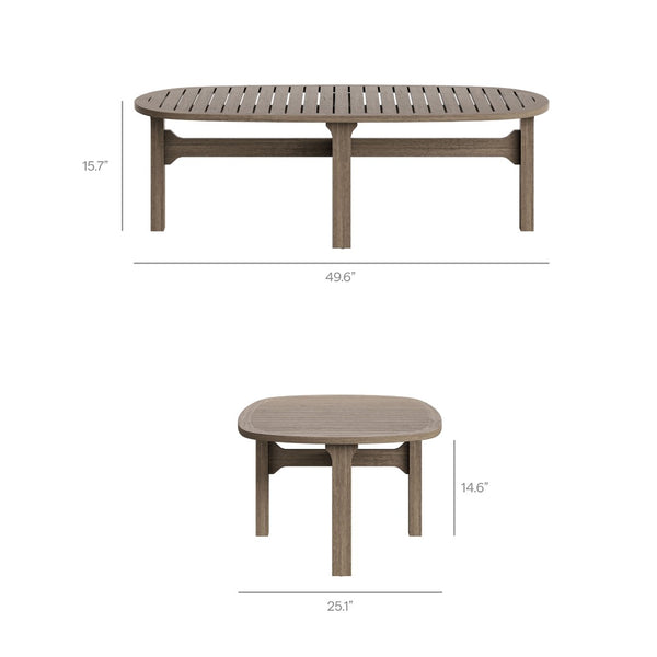 Modway Furniture Saratoga Solid Teak 5 Piece Outdoor Lounge Set with Angular Modern Frame Weathered Gray Pebble EEI-7265-WGR-PEB