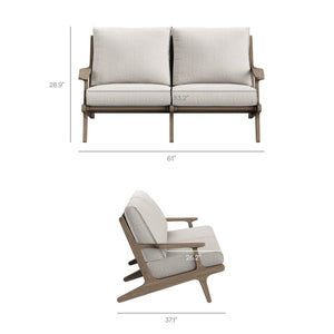 Modway Furniture Saratoga Solid Teak 5 Piece Outdoor Lounge Set with Angular Modern Frame Weathered Gray Pebble EEI-7265-WGR-PEB