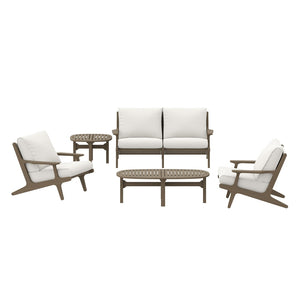 Modway Furniture Saratoga 5-Piece Teak Outdoor Patio Furniture Set - Stylish, Durable, and Low-Maintenance Design EEI-7265-WGR-WHI