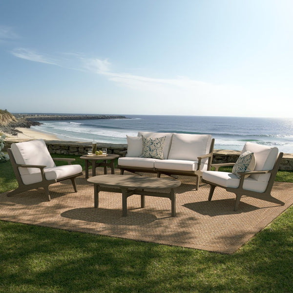 Modway Furniture Saratoga 5-Piece Teak Outdoor Patio Furniture Set - Stylish, Durable, and Low-Maintenance Design EEI-7265-WGR-WHI