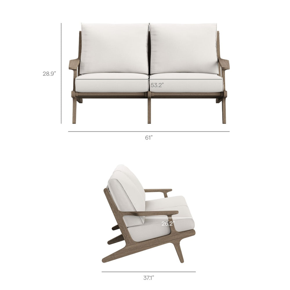 Modway Furniture Saratoga 5-Piece Teak Outdoor Patio Furniture Set - Stylish, Durable, and Low-Maintenance Design EEI-7265-WGR-WHI