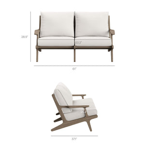 Modway Furniture Saratoga 5-Piece Teak Outdoor Patio Furniture Set - Stylish, Durable, and Low-Maintenance Design EEI-7265-WGR-WHI