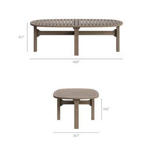 Modway Furniture Saratoga Solid Teak Outdoor Sofa Set with Angular Frames and Slatted Coffee Table Weathered Gray Pebble EEI-7266-WGR-PEB