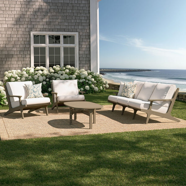 Modway Furniture Saratoga 4-Piece Teak Wood Outdoor Patio Furniture Set – Stylish Comfort with Weather-Resistant Cushions EEI-7266-WGR-WHI