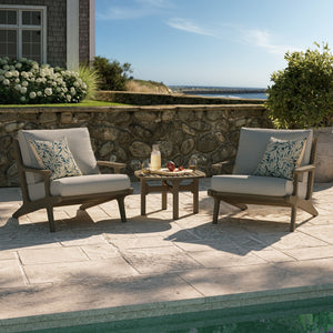 Modway Furniture Saratoga Solid Teak Outdoor Lounge Set Two Chairs and Side Table Patio Seating Weathered Gray Pebble EEI-7267-WGR-PEB