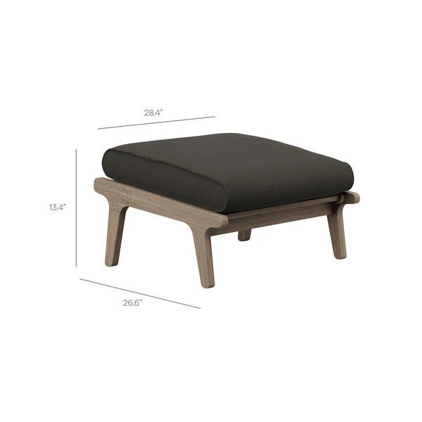Modway Furniture Saratoga Solid Teak Outdoor Lounge Chair with Ottoman Slatted Patio Seating Set Weathered Gray Flint EEI-7268-WGR-FLI