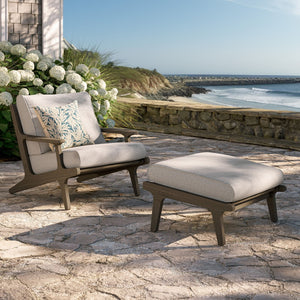 Modway Furniture Saratoga Solid Teak Outdoor Lounge Chair with Ottoman Slatted Patio Seating Set Weathered Gray Pebble EEI-7268-WGR-PEB