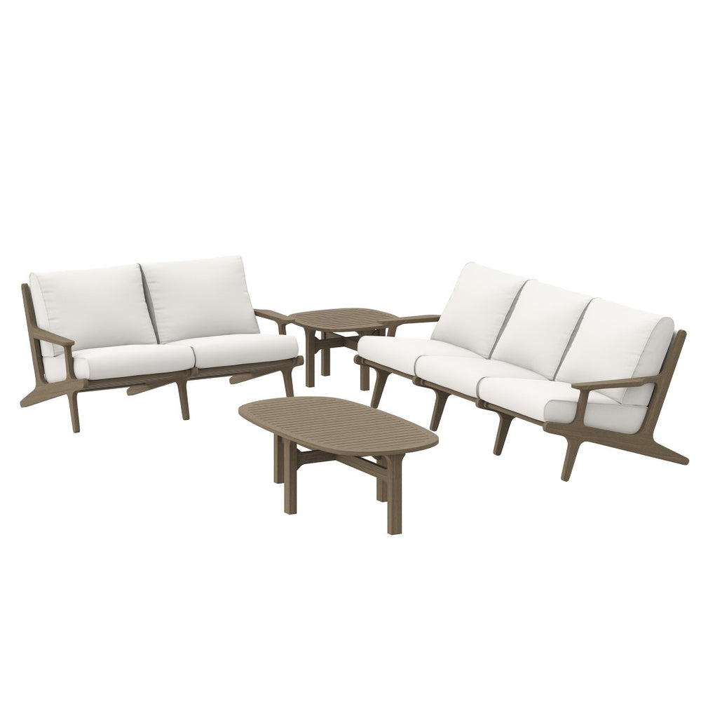 Modway Furniture Saratoga 4-Piece Teak Outdoor Patio Furniture Set - Stylish, Weather-Resistant Comfort for Your Space EEI-7270-WGR-WHI