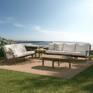 Modway Furniture Saratoga 4-Piece Teak Outdoor Patio Furniture Set - Stylish, Weather-Resistant Comfort for Your Space EEI-7270-WGR-WHI