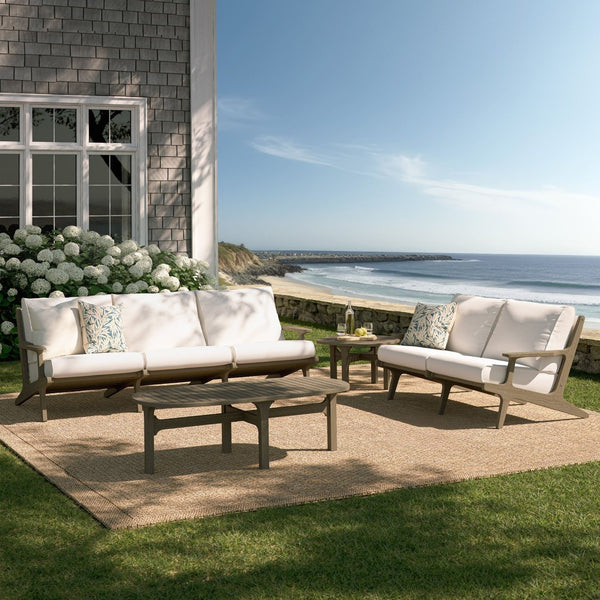 Modway Furniture Saratoga 4-Piece Teak Outdoor Patio Furniture Set - Stylish, Weather-Resistant Comfort for Your Space EEI-7270-WGR-WHI