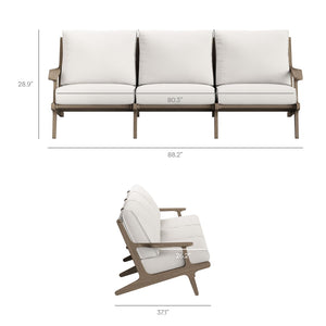 Modway Furniture Saratoga 4-Piece Teak Outdoor Patio Furniture Set - Stylish, Weather-Resistant Comfort for Your Space EEI-7270-WGR-WHI