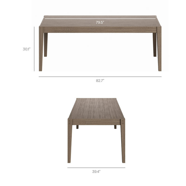 Modway Furniture Northlake Solid Teak Outdoor Dining Set Seats Eight with Cross-back Armchairs Weathered Gray Pebble EEI-7271-WGR-PEB