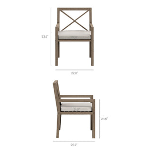 Modway Furniture Northlake Solid Teak Outdoor Dining Set Seats Eight with Cross-back Armchairs Weathered Gray Pebble EEI-7271-WGR-PEB