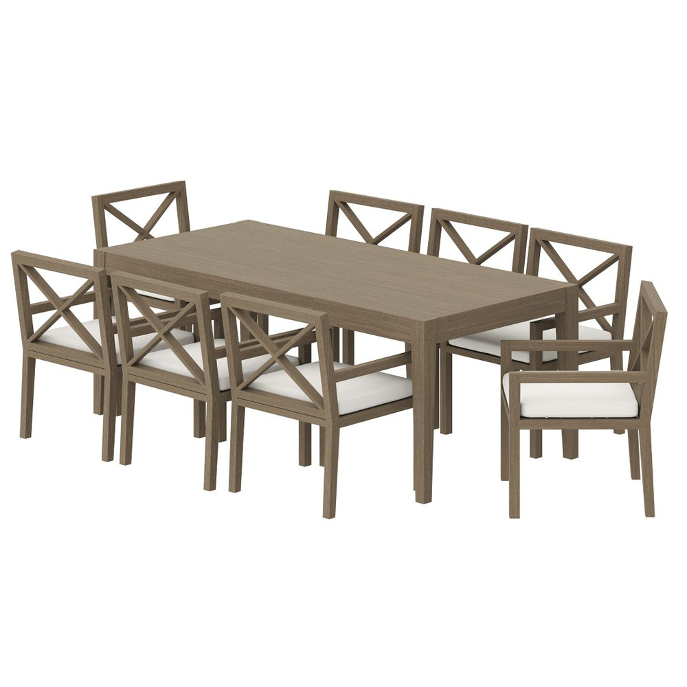 Modway Furniture Northlake 9-Piece Teak Wood Outdoor Dining Set with Cushions - Stylish, Durable & Weather-Resistant EEI-7271-WGR-WHI