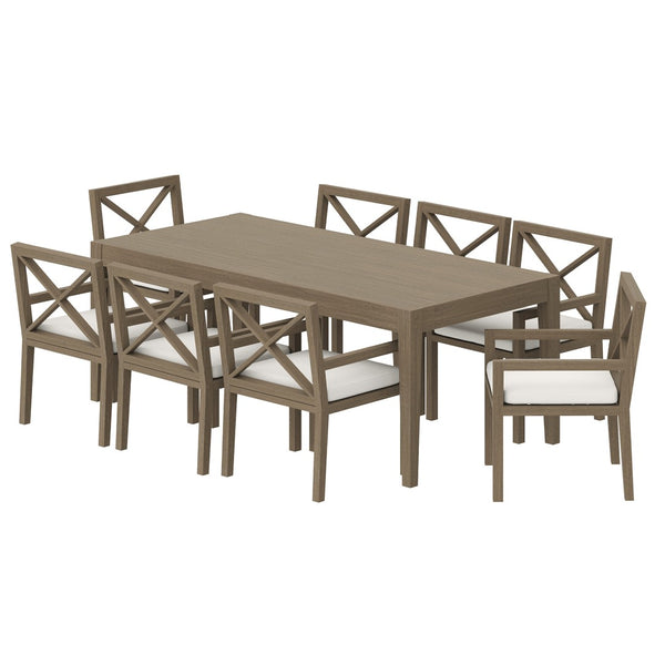 Modway Furniture Northlake 9-Piece Teak Wood Outdoor Dining Set with Cushions - Stylish, Durable & Weather-Resistant EEI-7271-WGR-WHI