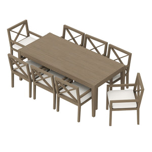 Modway Furniture Northlake 9-Piece Teak Wood Outdoor Dining Set with Cushions - Stylish, Durable & Weather-Resistant EEI-7271-WGR-WHI