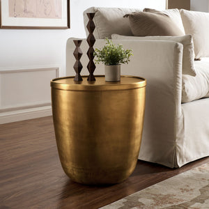 Modway Furniture Viora Burnished Brass Metal Side Table - Stylish Storage Solution for Living Room & Bedroom Decor EEI-7272-BBR