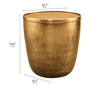 Modway Furniture Viora Burnished Brass Metal Side Table - Stylish Storage Solution for Living Room & Bedroom Decor EEI-7272-BBR