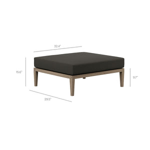 Modway Furniture Northlake Solid Teak Outdoor Loveseat Ottoman Set with All Weather Cushions Weathered Gray Flint EEI-7273-WGR-FLI