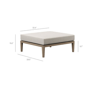 Modway Furniture Northlake Solid Teak Outdoor Loveseat Ottoman Set with All Weather Cushions Weathered Gray Pebble EEI-7273-WGR-PEB