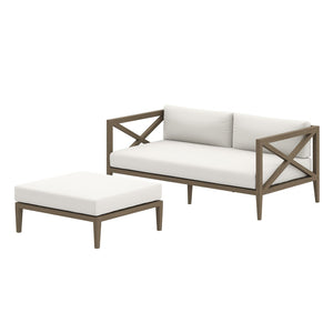 Modway Furniture Northlake Outdoor Teak Loveseat & Ottoman Set - Durable, Stylish Comfort for Patios & Balconies EEI-7273-WGR-WHI