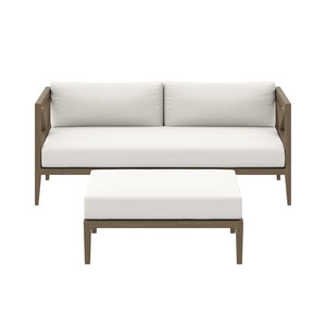 Modway Furniture Northlake Outdoor Teak Loveseat & Ottoman Set - Durable, Stylish Comfort for Patios & Balconies EEI-7273-WGR-WHI