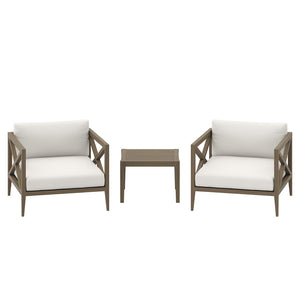 Modway Furniture Northlake 3-Piece Teak Patio Furniture Set with Weather-Resistant Cushions for Outdoor Comfort EEI-7275-WGR-WHI