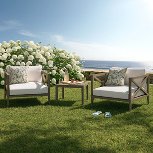 Modway Furniture Northlake 3-Piece Teak Patio Furniture Set with Weather-Resistant Cushions for Outdoor Comfort EEI-7275-WGR-WHI