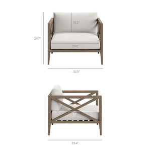 Modway Furniture Northlake 3-Piece Teak Patio Furniture Set with Weather-Resistant Cushions for Outdoor Comfort EEI-7275-WGR-WHI