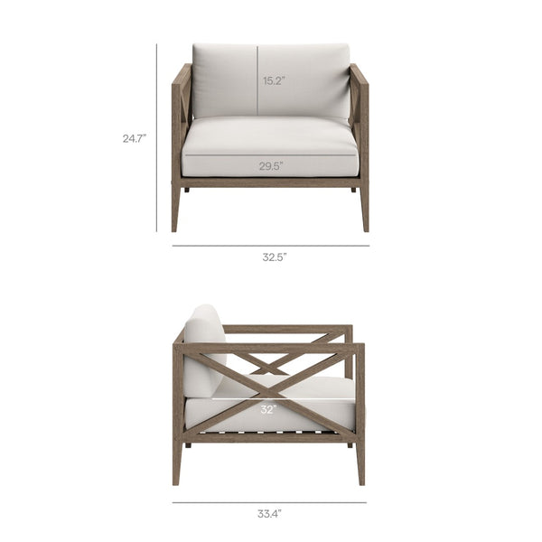 Modway Furniture Northlake 3-Piece Teak Patio Furniture Set with Weather-Resistant Cushions for Outdoor Comfort EEI-7275-WGR-WHI