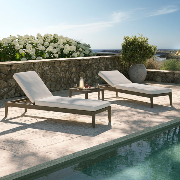 Modway Furniture Northlake 3-Piece Teak Wood Outdoor Lounge Set with Adjustable Chaises & Side Table - Weather Resistant EEI-7276-WGR-WHI