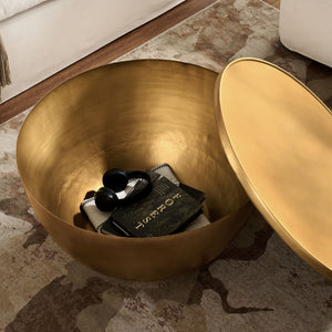 Modway Furniture Viora 32 Inch Burnished Brass Metal Storage Coffee Table - Modern Design & Hidden Compartment Essentials EEI-7277-BBR