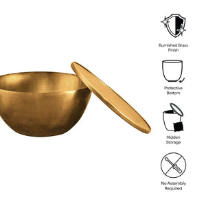 Modway Furniture Viora 32 Inch Burnished Brass Metal Storage Coffee Table - Modern Design & Hidden Compartment Essentials EEI-7277-BBR