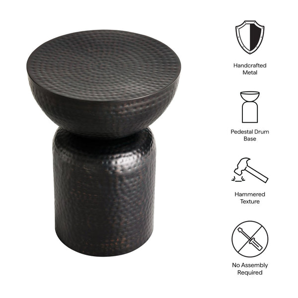 Modway Furniture Mella Hammered Metal Side Table - Sculptural Accent for Modern Decor, Versatile & Durable Design EEI-7278-BLK