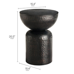 Modway Furniture Mella Hammered Metal Side Table - Sculptural Accent for Modern Decor, Versatile & Durable Design EEI-7278-BLK