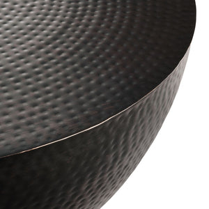 Modway Furniture Mella 32 Inch Hammered Metal Coffee Table – Modern Drum Design, Stylish Focal Point for Living Rooms EEI-7279-BLK